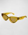 Bottega Veneta Cat-eye Acetate Sunglasses In Shiny Transparent