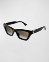 Cartier Logo Acetate Cat-eye Sunglasses In Black