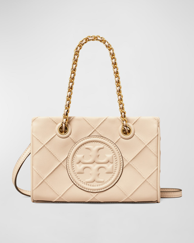 Tory Burch Fleming Mini Quilted Chain Tote Bag In New Cream