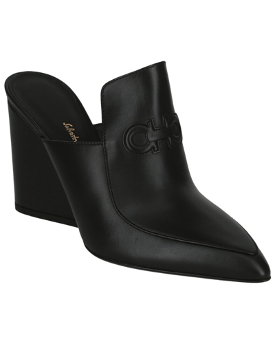 Ferragamo Gancini Leather Mule In Black