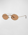 Giorgio Armani Oval Mixed-media Aviator Sunglasses In Matte Pale Gold