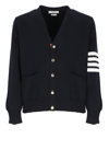 Thom Browne 4-bar Cotton Cardigan For In Blue
