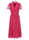 Self-portrait Lace Belted Midi Dress In Fuchsia