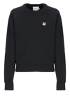 Maison Kitsuné Fox Head Patch Crewneck Sweatshirt In Black