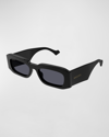 Gucci Men's Generation Rectangular Recycled Acetate Sunglasses In Black