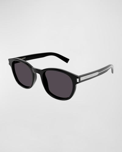 Saint Laurent Men's Sl 620 Acetate Round Sunglasses In 001 Black
