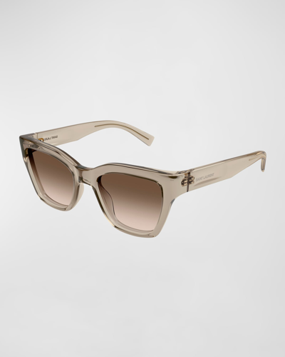 Saint Laurent Gradient Plastic Cat-eye Sunglasses In Brown