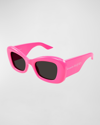 Alexander Mcqueen Chunky Logo Acetate Cat-eye Sunglasses In Shiny Solid Fluo