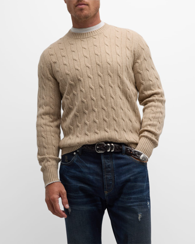 Brunello Cucinelli Cable-knit Cashmere Sweater In Camel