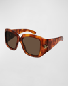 Gucci Gg Plastic Rectangle Sunglasses In Havana
