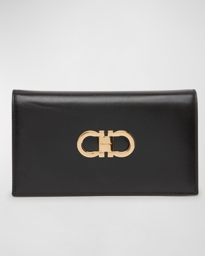 Ferragamo Double Gancio Shoulder Bag In Nero