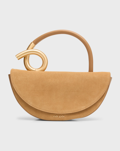 Cult Gaia Azariah Coil Leather Top-handle Bag In Camel
