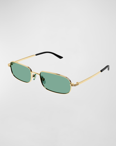 Gucci Men's New Light Metal Rectangular Sunglasses In Gold