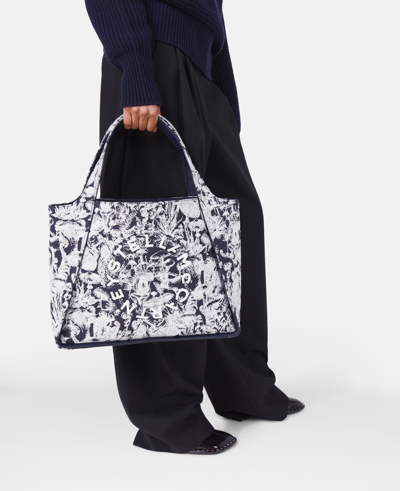 Stella Mccartney Stella Logo Fungi Forest Toile De Jouy Tote Bag In Navy