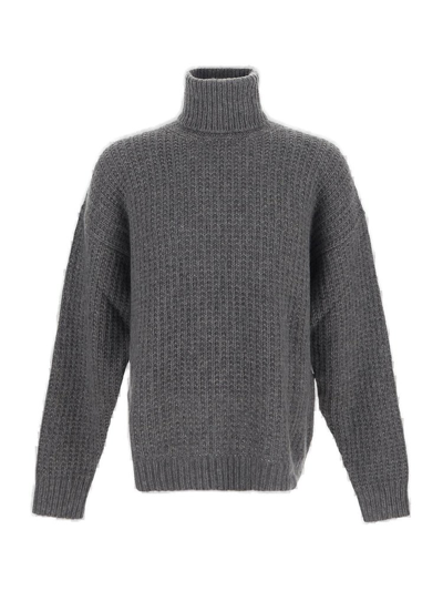 Gucci Turtleneck Knitted Jumper In Grey