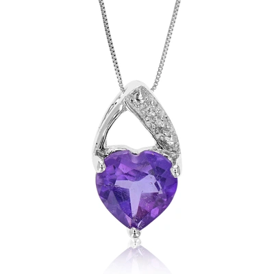 Vir Jewels 0.70 Cttw Purple Amethyst Pendant Necklace .925 Sterling Silver 6 Mm Heart In Grey