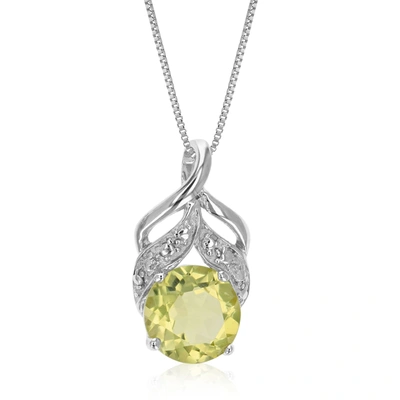 Vir Jewels 1.20 Cttw Lemon Quartz Pendant Necklace .925 Sterling Silver Rhodium 7 Mm Round In Grey