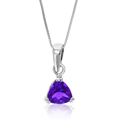 Vir Jewels 0.60 Cttw Purple Amethyst Pendant Necklace .925 Sterling Silver 6 Mm Trillion In Grey