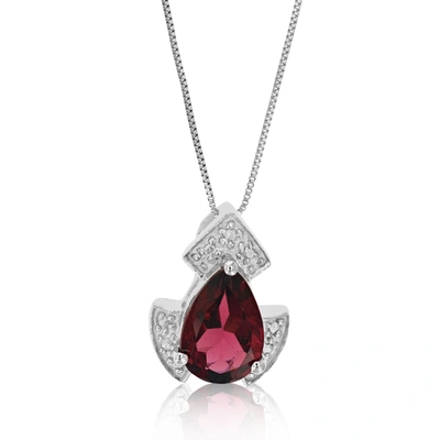 Vir Jewels 1.10 Cttw Garnet Pendant Necklace .925 Sterling Silver With Rhodium 9x6 Mm Pear In Grey