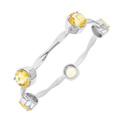 Vir Jewels 11.50 Cttw Citrine Bangle Bracelet Brass With Rhodium Plating 10 Mm Round In Silver