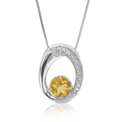 Vir Jewels 1.20 Cttw Citrine Pendant Round Shape .925 Sterling Silver With 18 Inch Chain In Grey