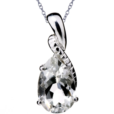 Vir Jewels 4 Cttw Pear Shape Green Amethyst Pendant .925 Sterling Silver With 18 Inch Chain In Grey