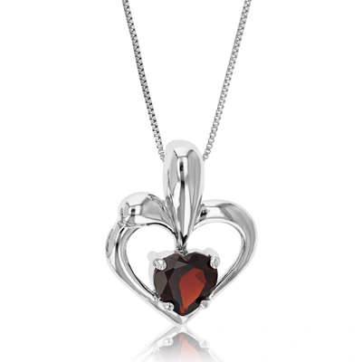 Vir Jewels 0.90 Cttw Garnet Pendant 6mm Heart Shape.925 Sterling Silver With Chain In Grey