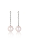 Classicharms Electra Silver Diamond Rivière Pearl Drop Earrings In Silver
