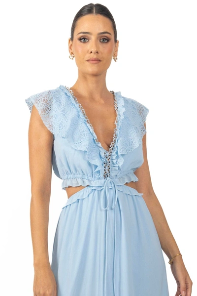 Akalia Women's Miah Lace Trim Cutout Maxi Dress In Blue