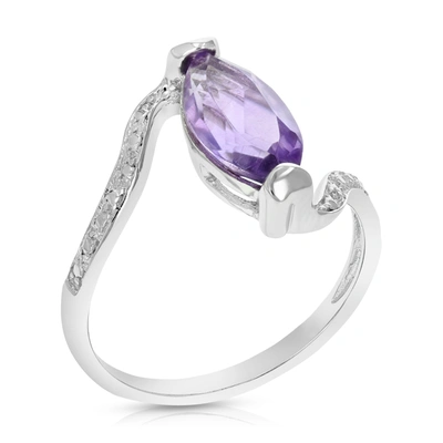 Vir Jewels 1.50 Cttw Purple Amethyst Ring .925 Sterling Silver Rhodium Marquise 12x6 Mm