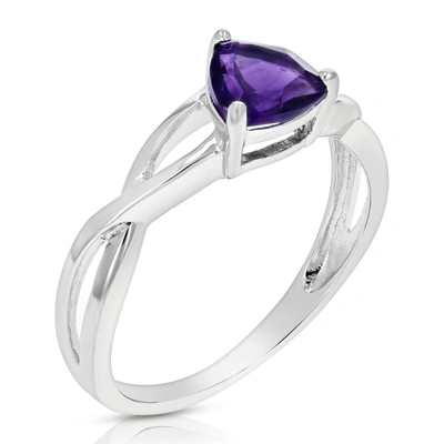 Vir Jewels 0.60 Cttw Purple Amethyst Ring .925 Sterling Silver With Rhodium Triangle 6 Mm