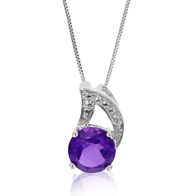Vir Jewels 1.20 Cttw Purple Amethyst Pendant Necklace .925 Sterling Silver 7 Mm Round In Grey