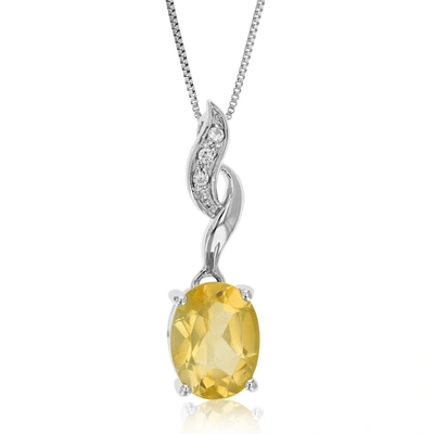 Vir Jewels 2.10 Cttw Citrine Pendant Necklace .925 Sterling Silver 10x8 Mm Oval With Chain In Grey