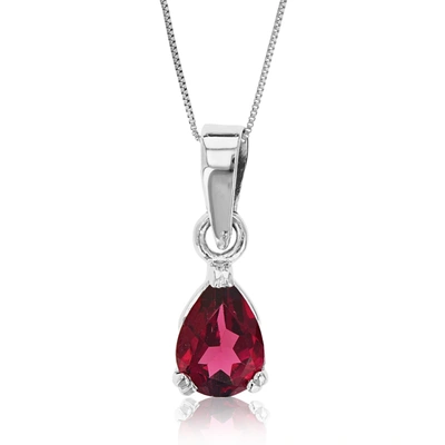 Vir Jewels 0.60 Cttw Garnet Pendant Necklace .925 Sterling Silver With Rhodium 7x5 Mm Pear In Grey