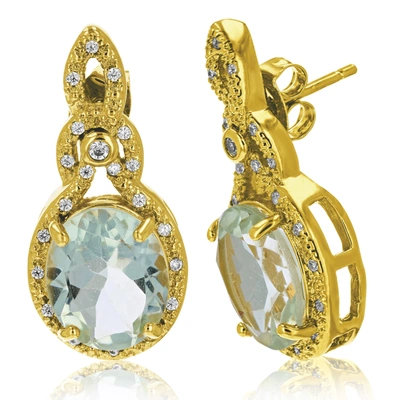 Vir Jewels 5.75 Cttw Green Amethyst Dangle Earrings Yellow Gold Plated Over Brass 12x10 Mm In White