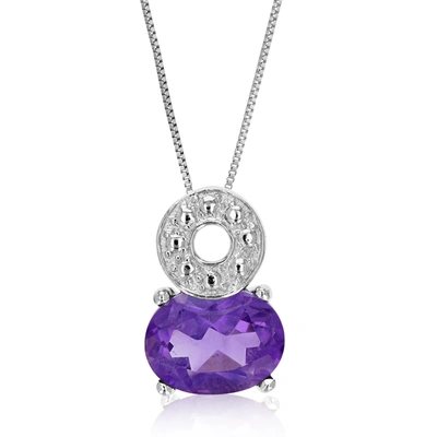 Vir Jewels 1.20 Cttw Purple Amethyst Pendant Necklace .925 Sterling Silver 8x6 Mm Oval