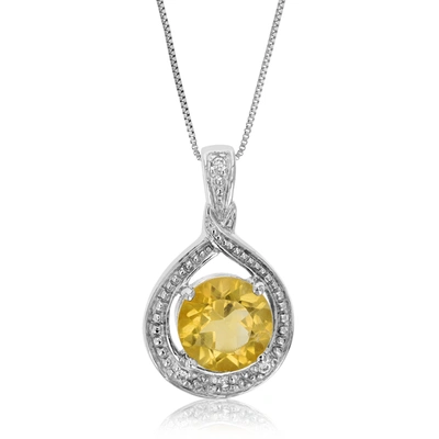 Vir Jewels 1.30 Cttw Citrine Pendant Necklace .925 Sterling Silver With Rhodium 9 Mm Round