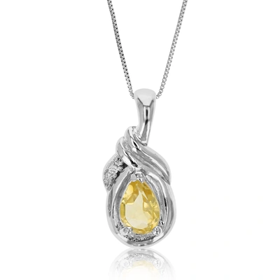 Vir Jewels 0.45 Cttw Pendant Necklace, Citrine Pear Shape Pendant Necklace For Women In .925 Sterling Silver Wi In Grey
