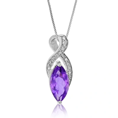Vir Jewels 1.50 Cttw Purple Amethyst Pendant Necklace .925 Sterling Silver 12x6 Mm Marquise In Grey