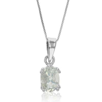 Vir Jewels 0.70 Cttw Green Amethyst Pendant Necklace .925 Sterling Silver 7x5 Mm Oval In Grey