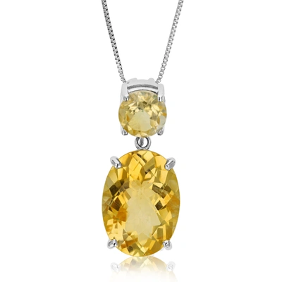 Vir Jewels 5.50 Cttw Citrine Pendant Necklace .925 Sterling Silver With Rhodium 18x13 Oval In Grey