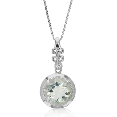 Vir Jewels 4 Cttw Green Amethyst Pendant Necklace .925 Sterling Silver Rhodium 12 Mm Round