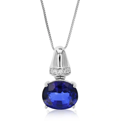 Vir Jewels 3.70 Cttw Created Sapphire Pendant Necklace .925 Sterling Silver 11x9 Mm Oval