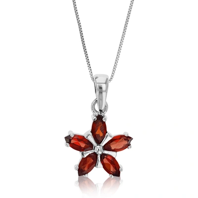 Vir Jewels 0.60 Cttw Garnet Pendant Necklace .925 Sterling Silver Rhodium 7x4 Mm Marquise In Grey