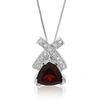 VIR JEWELS 1.40 CTTW GARNET PENDANT NECKLACE .925 STERLING SILVER 9 MM TRILLION WITH CHAIN