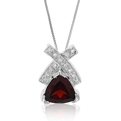 Vir Jewels 1.40 Cttw Garnet Pendant Necklace .925 Sterling Silver 9 Mm Trillion With Chain In Grey