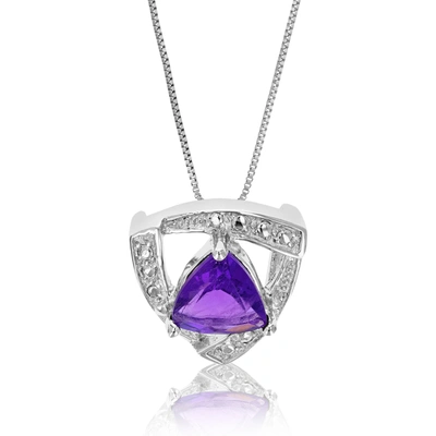 Vir Jewels 1 Cttw Purple Amethyst Pendant Necklace .925 Sterling Silver 7 Mm Trillion