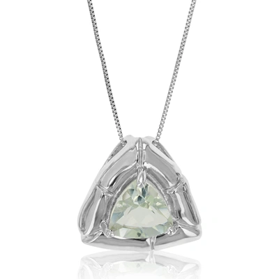 Vir Jewels 3/4 Cttw Green Amethyst Pendant Necklace .925 Sterling Silver 7 Mm Trillion