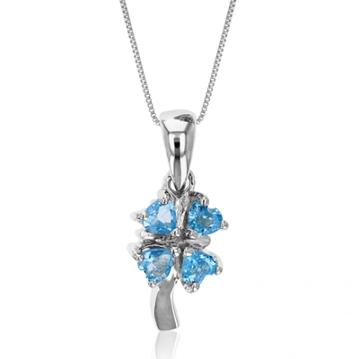 Vir Jewels 2/5 Cttw Swiss Blue Topaz Pendant Necklace .925 Sterling Silver 3 Mm Heart In Grey