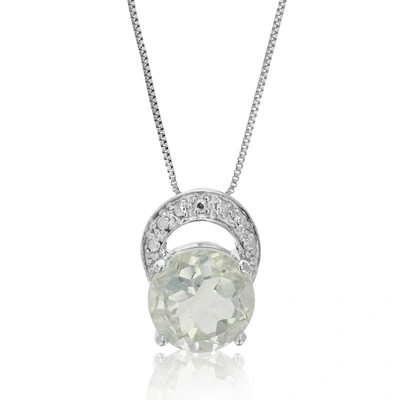 Vir Jewels 1.20 Cttw Green Amethyst Pendant Necklace .925 Sterling Silver 7mm Round Rhodium
